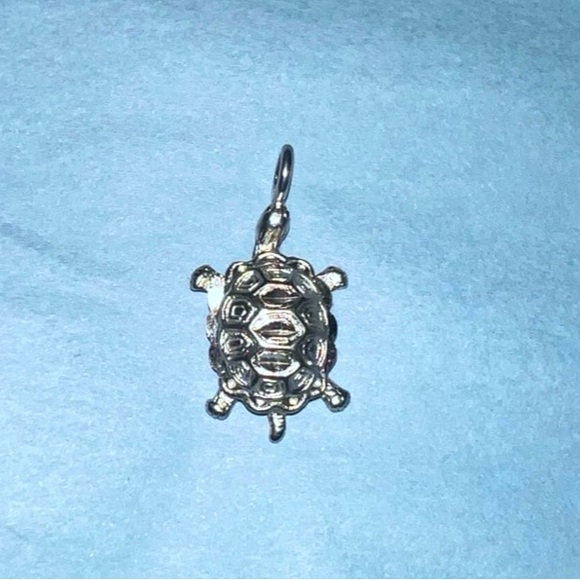 Vintage Jewelry - Vintage Sterling Silver Turtle Pendant marked 925
